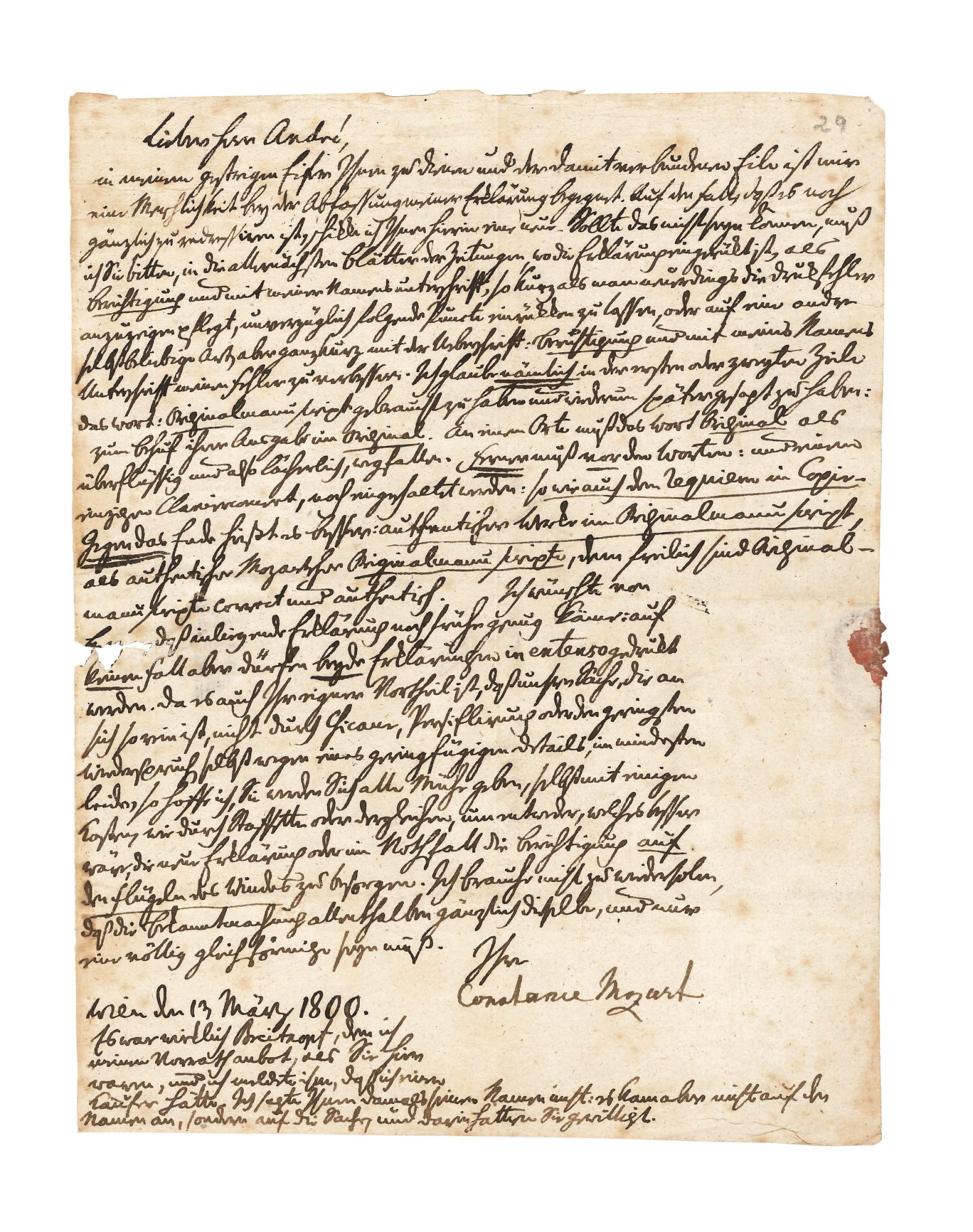 Erwerb von&nbsp;273 Mozart-Notenhandschriften (1800)
