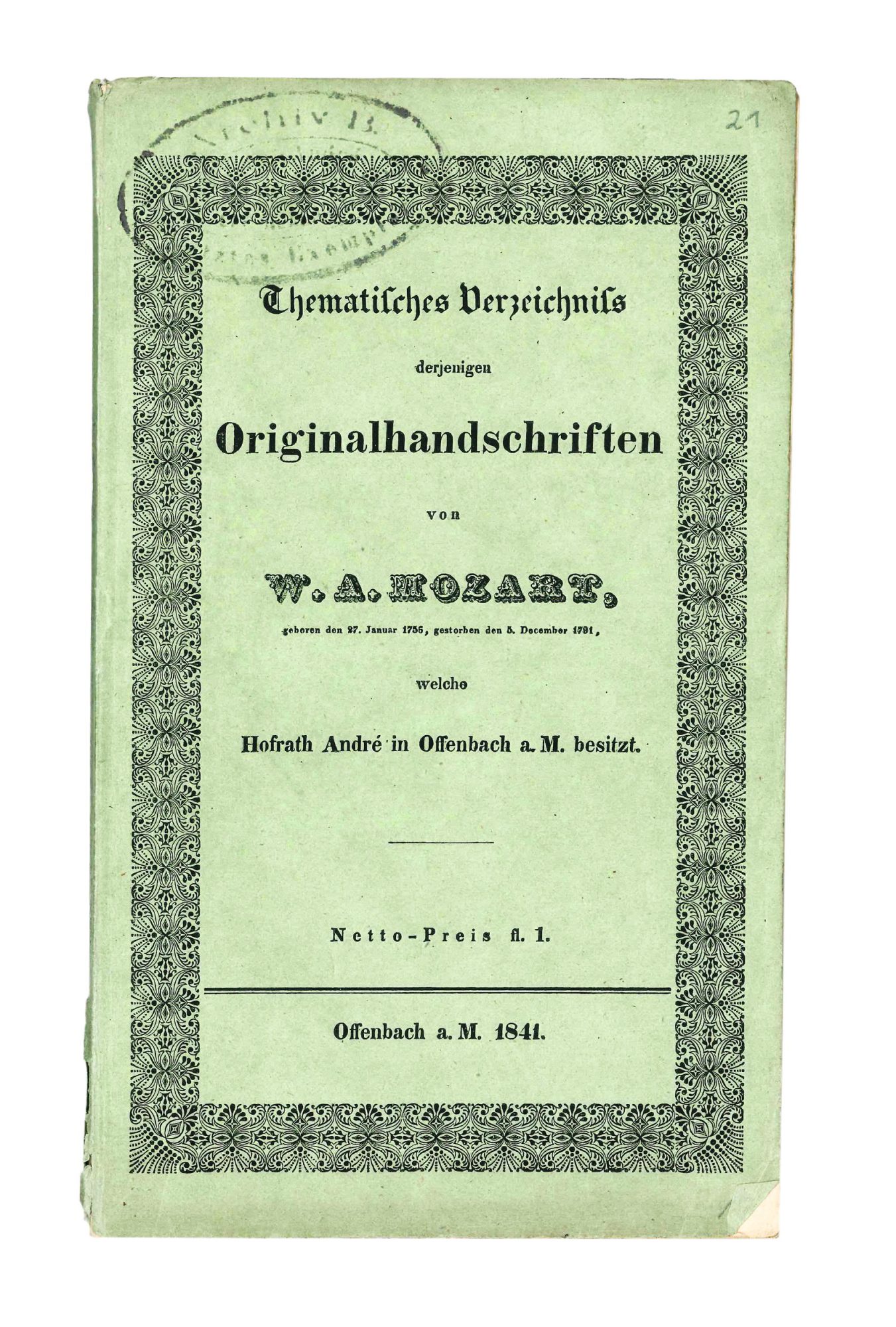 Katalog der Mozart-Bestände (1841)