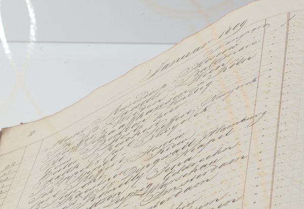 Ausschnitt der Seite vom Januar 1809: unter anderem Baltimore und zweimal Newyork