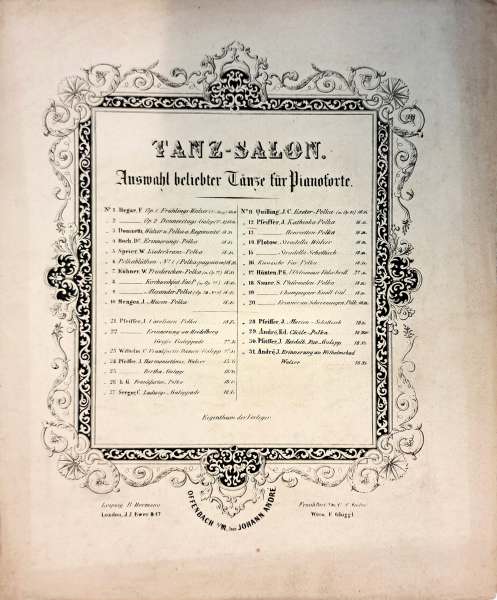 Tanz-Salon: Auswahl beliebter Tänze für das Pianoforte, erschienen seit ca. 1845