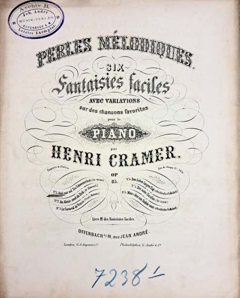 Heinrich Cramer (1809–1877): Perles mélodiques, erschienen seit 1850