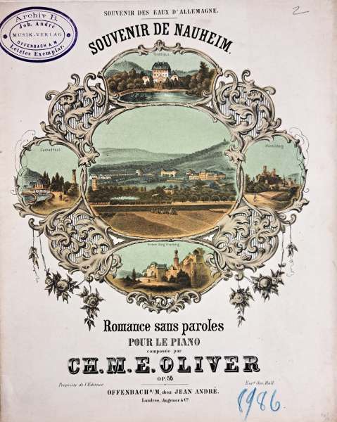 Charlotte Oliver (1830/37–nach 1865): Souvenir de Nauheim. Romance sans paroles pour le piano, erschienen ca. 1863