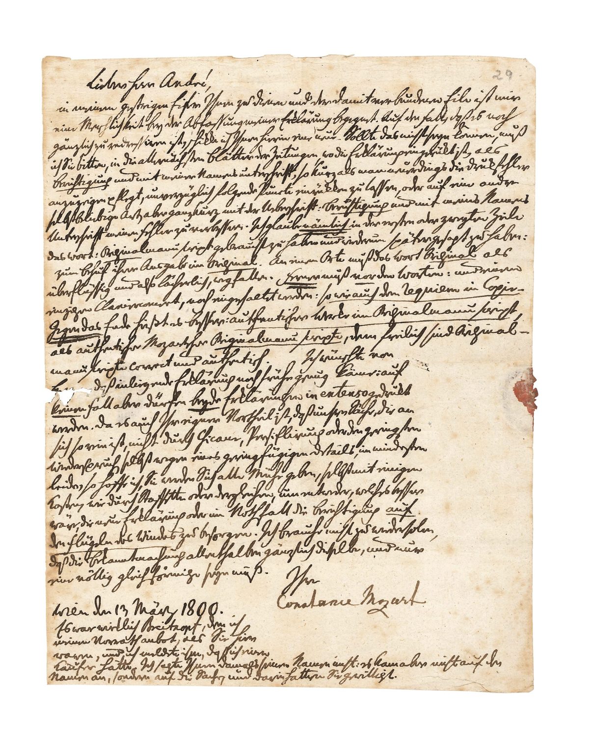 Erwerb von&nbsp;273 Mozart-Notenhandschriften (1800)